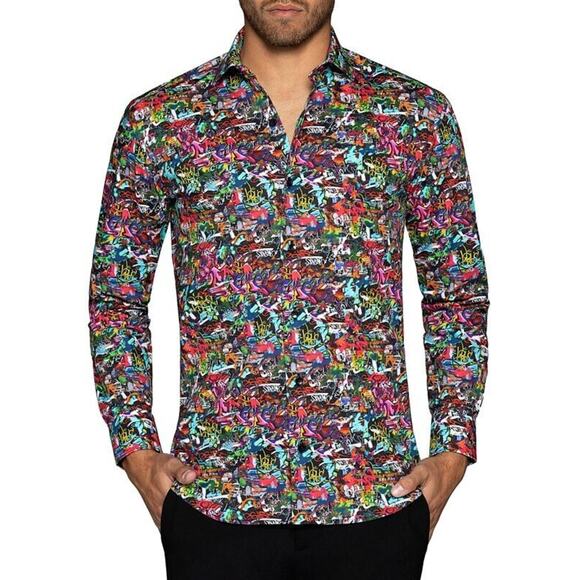 BERTIGO Other - Bertigo Graffiti Long Sleeve Stretch Shirt size L